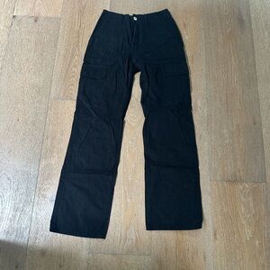 Zara black cargo straight leg pants
